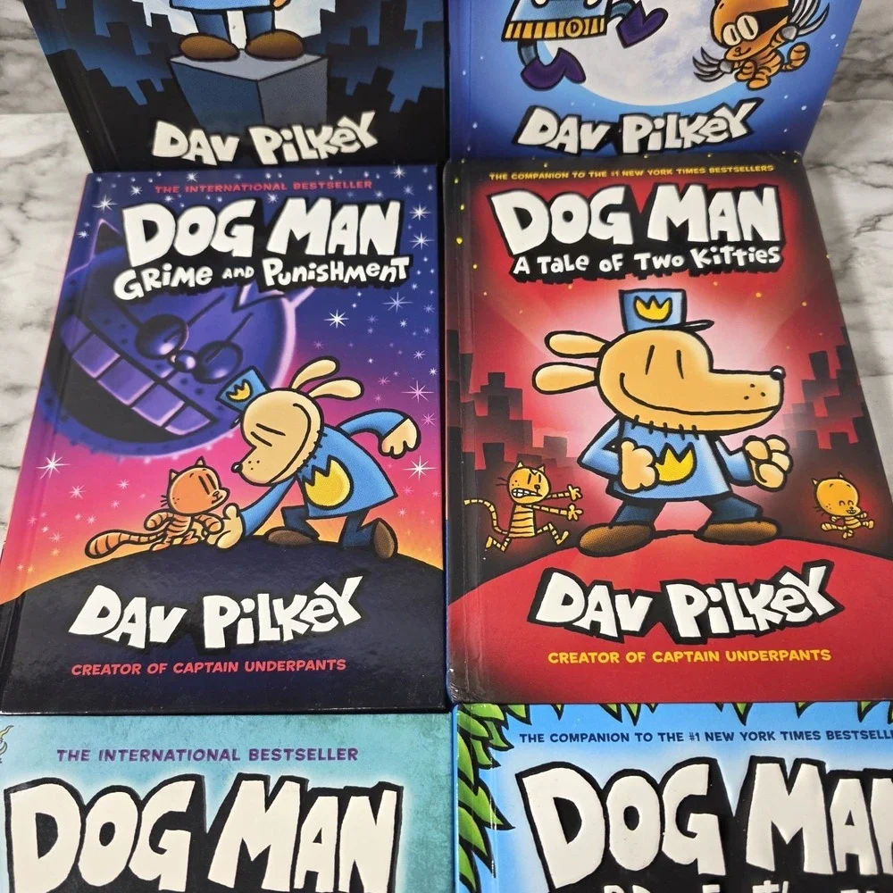 Dog Man Books Lot of 6 Hardcover Dav Pilkey Graphic Novels Pre-Owned Scholastic
